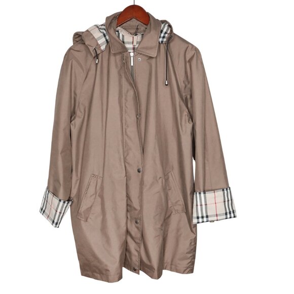 Vintage Burberry Nova Check Trim Rain Jacket Windbreaker Wool Liner Coat Brown - Picture 5 of 16